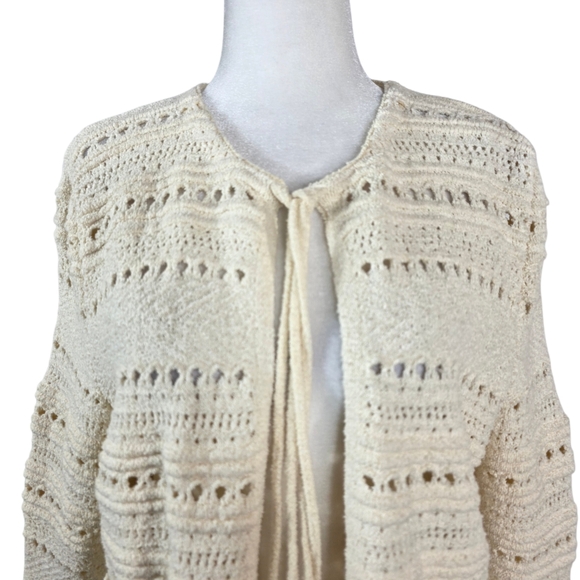 Zara Women's Cream Knit Tie front  Cardigan - Picture 3 of 10